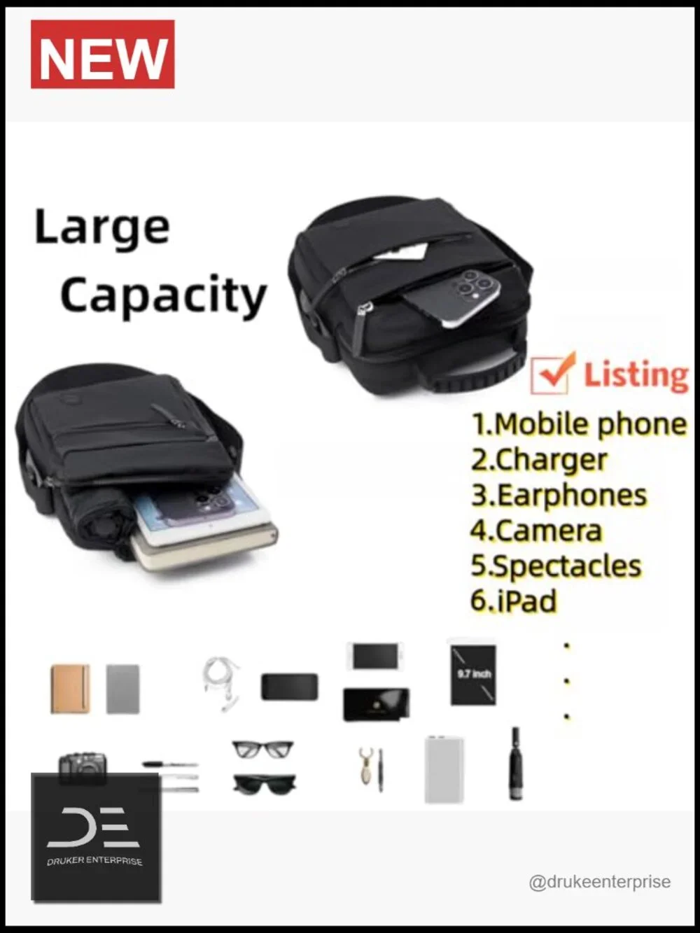 Anti Theft Crossbody Sling Bag with Adjustable Strap Water Resistant